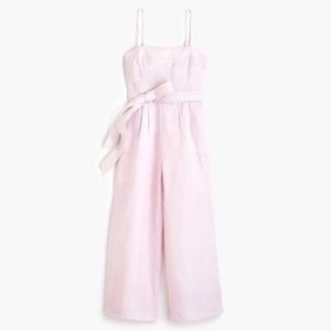 Pink stripe linen jumpsuit